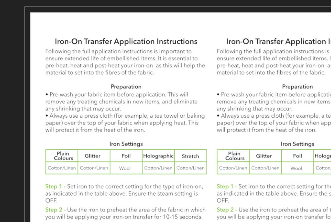 Detailed HTV Application Instructions Printable Thorough | Etsy