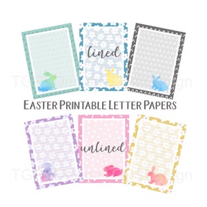 6x Printable Easter Stationery Letter Papers Easter Bunny letter writing paper