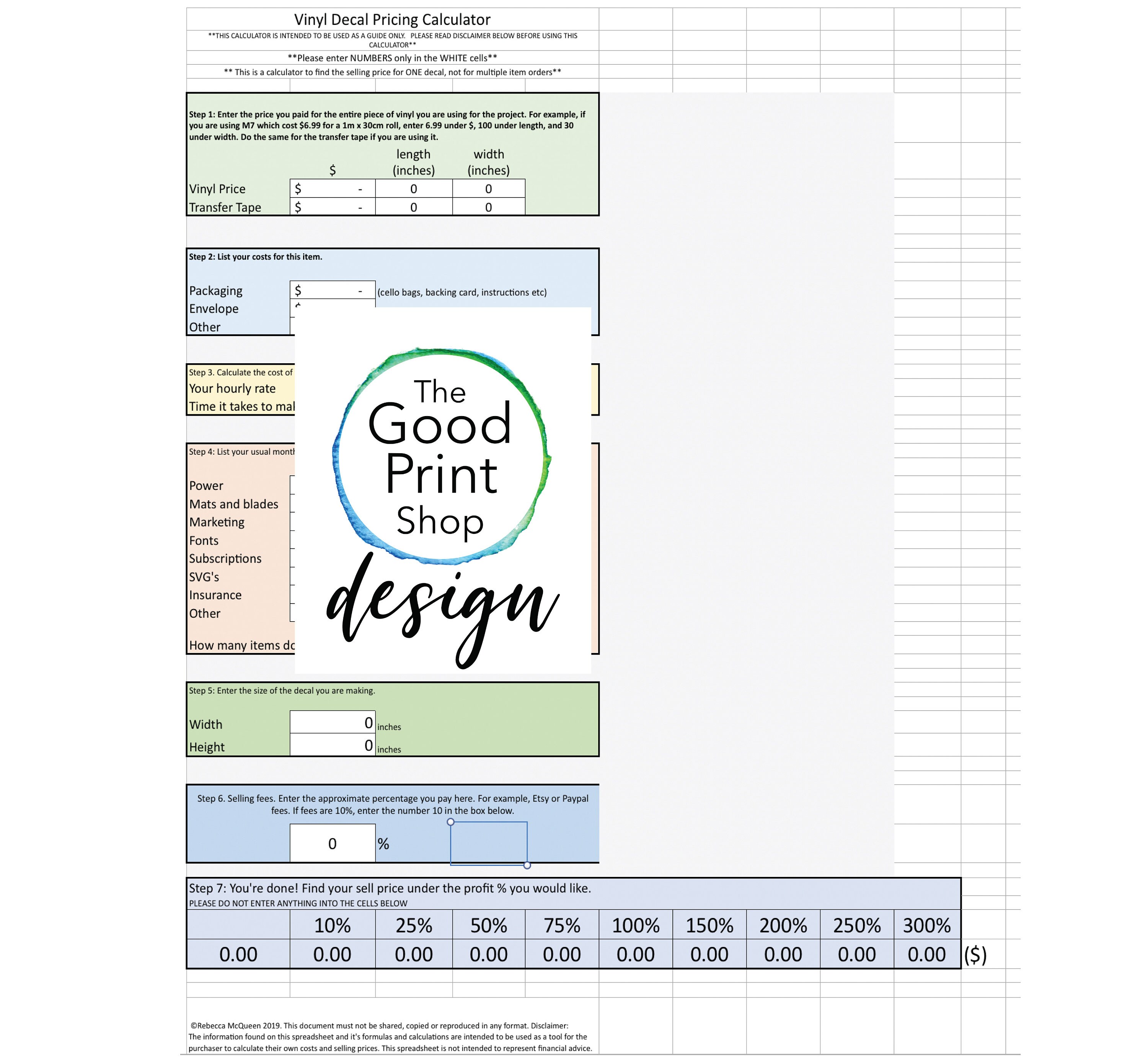 Vinyl Decal Pricing Calculator for Small Businesses Vinyl Etsy