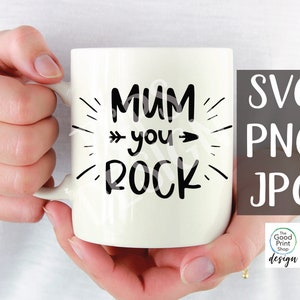 Arquivo digital Mum You Rock - ortografia australiana Dia das Mães SVG PNG JPG Silhueta Cricut