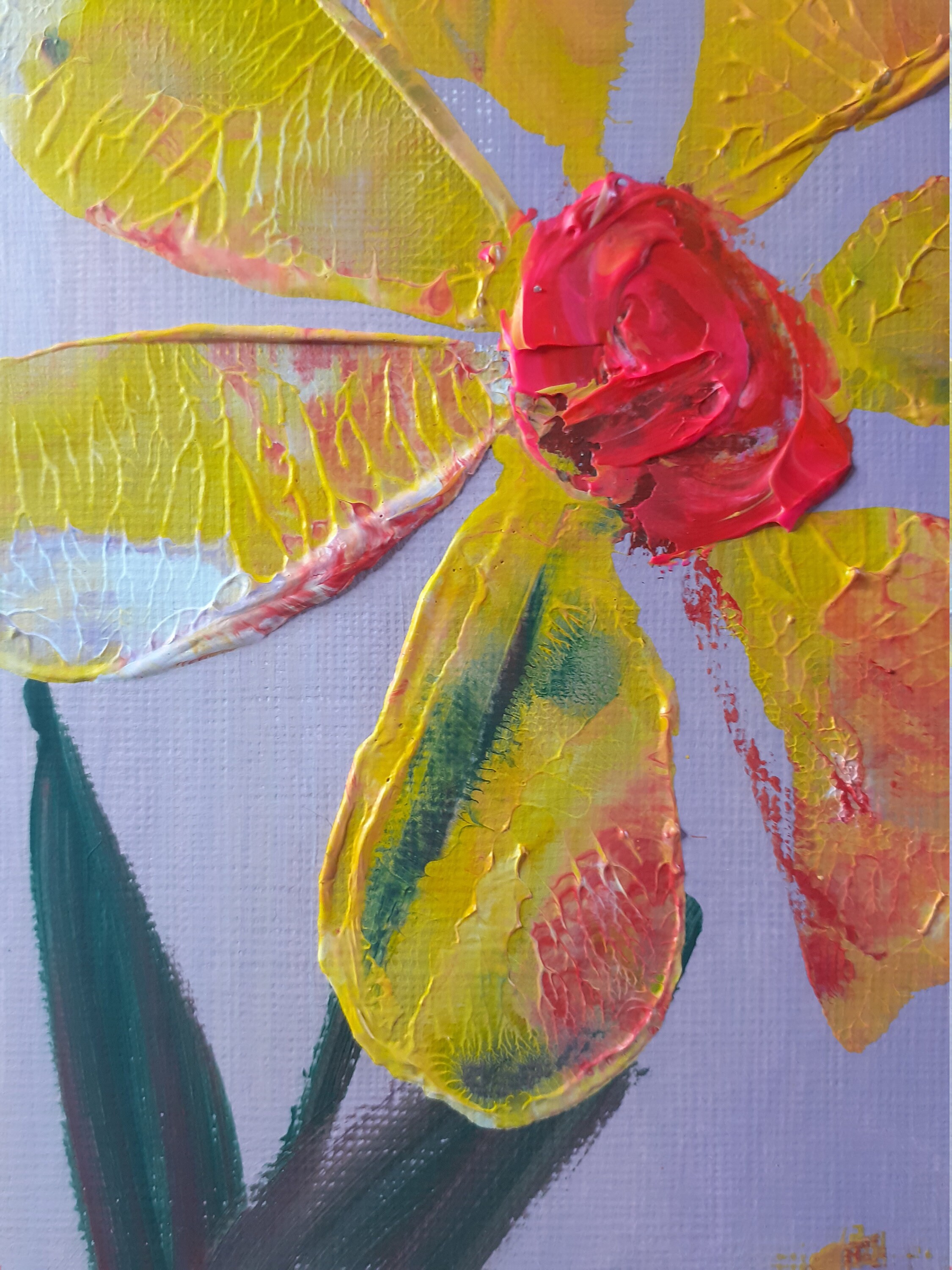 Flower painting acrylic paint on paper with mount. Painting Etsy