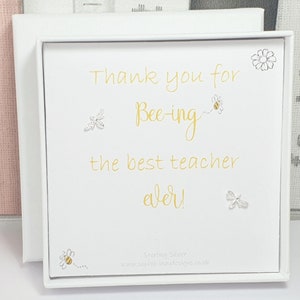 Teacher bee gift, Teacher earrings, Thank you best teacher, Personalised teacher gift, Sterling silver bee studs, forest school teacher gift