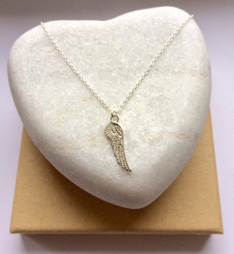 Angel Charm Sterling Silver Wing Necklace 925 Silver Message Quote Necklace Message Card Jewellery UK Silver Jewellery