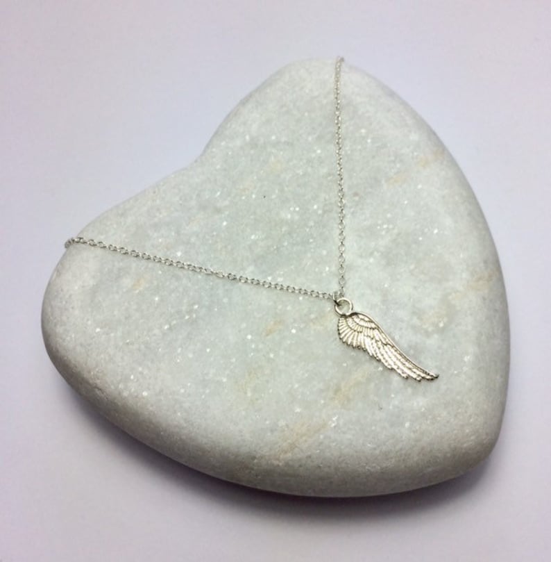 Angel Charm Sterling Silver Wing Necklace 925 Silver Message Quote Necklace Message Card Jewellery UK Silver Jewellery