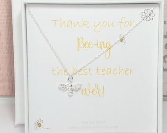 Personalised teacher gift, Teacher thank you necklace, Teacher appreciation, end of term teacher gift, best teacher gift