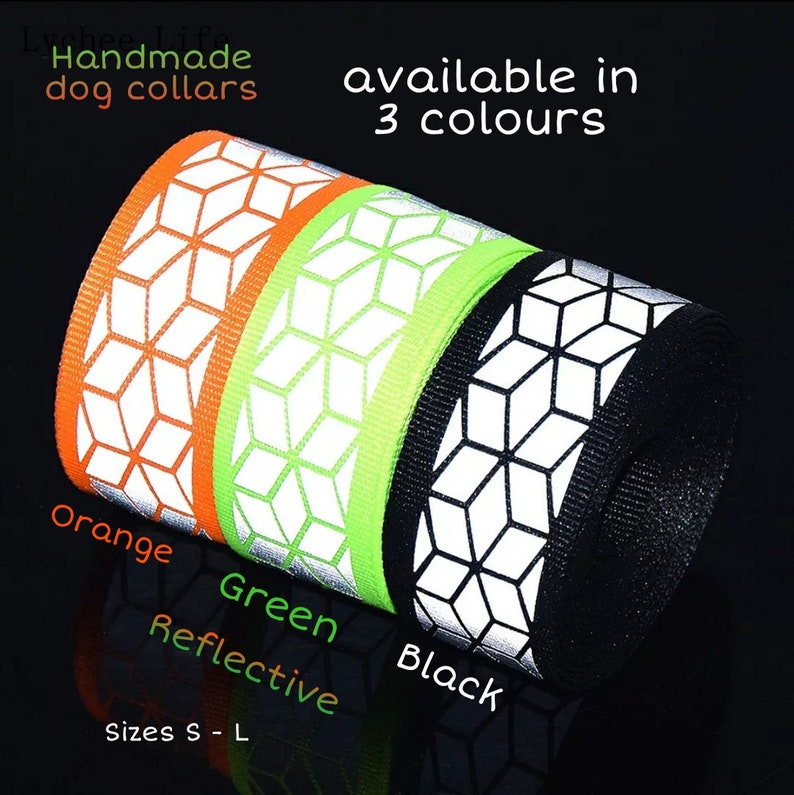 Handmade Reflective Dog Collars Leads Harnesses With Cushion Etsy UK
