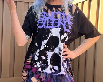 Suicide Silence Oversized Purple / Blue Shredded Top