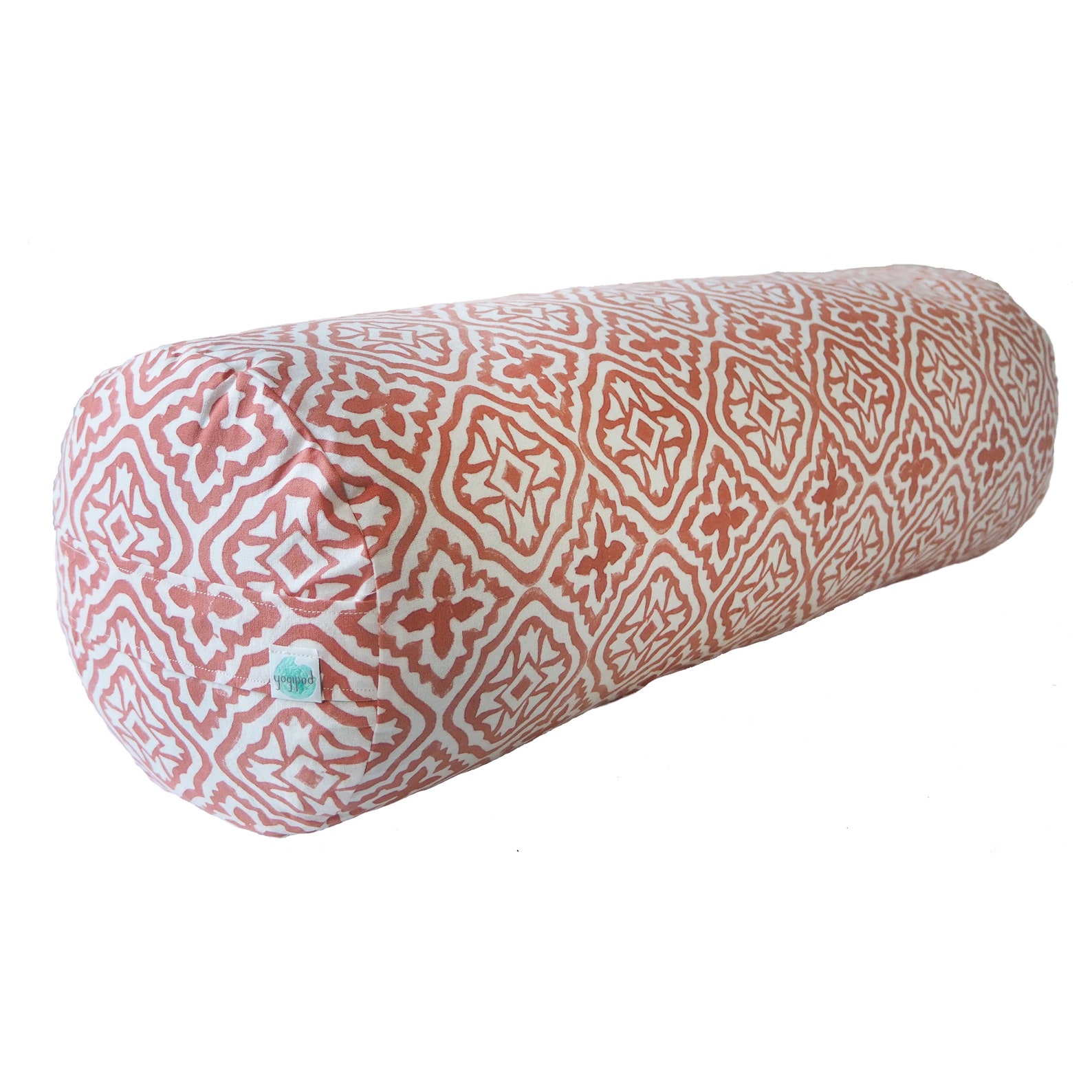 Yoga Bolster Buckwheat Filled Hand Block Printed Coral Etsy