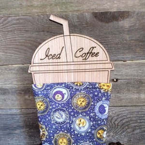 Celestial 90s Themed Coffee Cozy To Go Cup Insulated Cozy Sun and Moon Cozy Friend Gift Coworker Gift Teacher Gift Coffee Gift