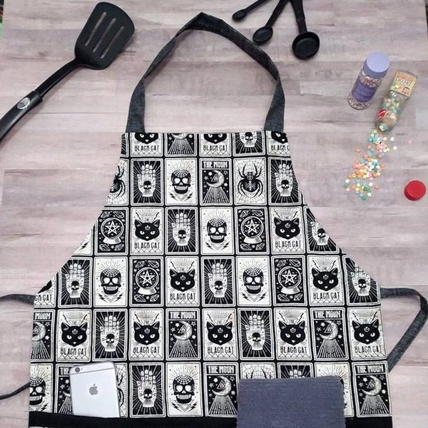 Witchy Apron, Tarot Apron, Occult Apron, Halloween Apron, Gothic Apron, Black Magic, Supernatural Apron, Witch Kitchen, Goth Kitchen