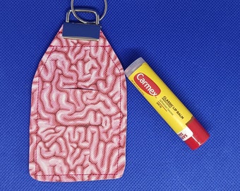 Brain Lip Balm Keychain Carrying Case Brain Themed Lip Balm Carrying Case Pool or Beach Accessory Backpack Diaper Bag Sports Bag Accessory