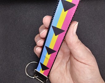 Demi Pansexual Wristlet Keychain Demi Pan Flag Key Fob Pride Month Gay Pride Month Accessory LGBTQ+ LGBTQ Plus