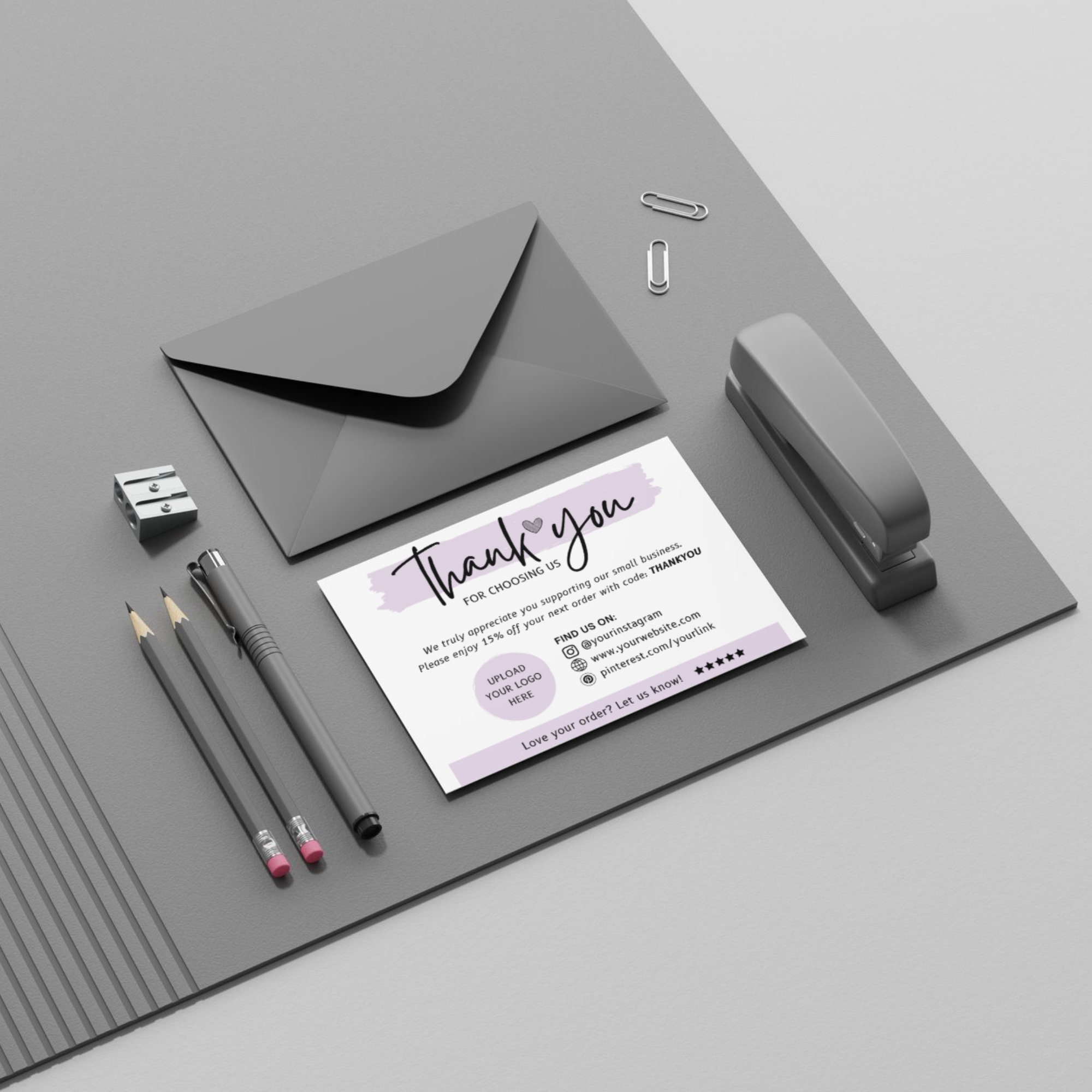 Modern Thank You Card - Elegant Design With Blank Inside for ...