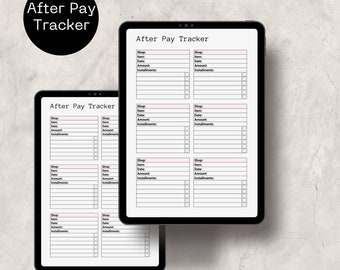After Pay Tracker Printable Pocket Size Inserts, Payment Tracker Reminder, After Pay List