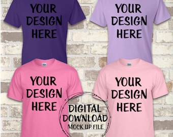 Download Free Gildan Shirt Mockup Gildan Tshirt Mockup Gildan Mockup Pink PSD Mockup Template