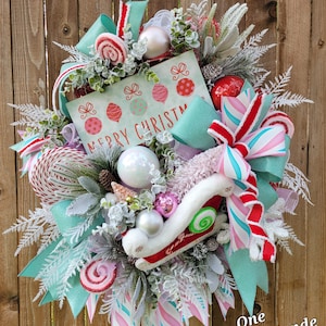 Santa sleigh, sleigh decor, christmas sleigh, sleigh wreath, christmas wreath,  vintage christmas, christmas whimsy,  vintage christmas