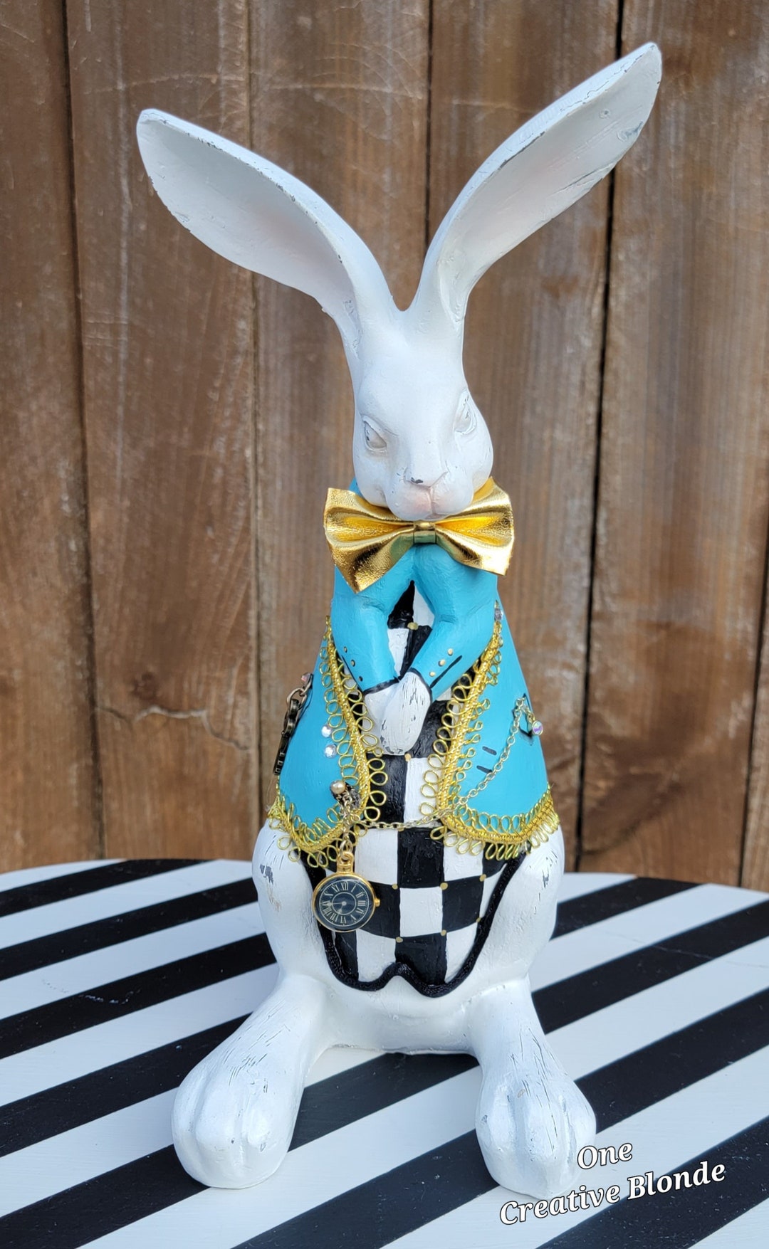 Hand Painted Rabbit, Whimsical Rabbit, White Rabbit, Painted Bunny ...