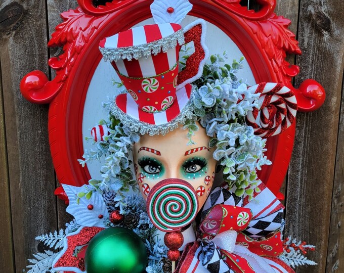 Christmas Mannequin, Mannequin Head, Peppermint Decor, Christmas Decor