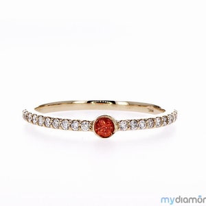 Gold Stackable Ring Tangy Orange Sapphire 0.21 Ct TCW 14K - Etsy UK