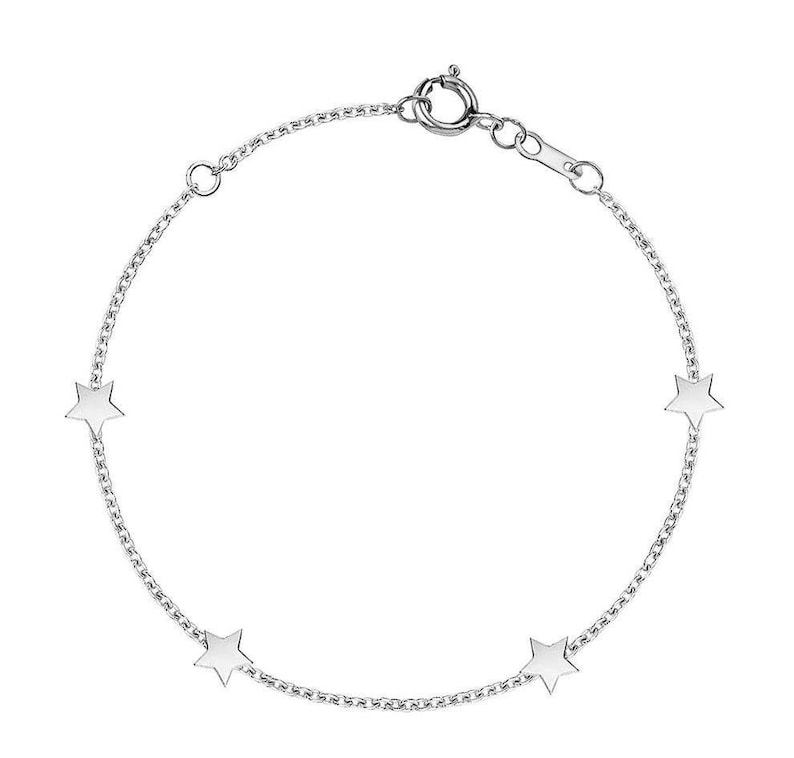 Everyday Women Charm Gold Chain Trendy Bracelet Dainty 14K Solid Gold Jewelry Minimalist Star Bracelet Birthday Girl Stars