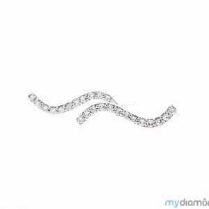 Diamond Wave Gold Earrings 0.10ct 14k Gold Classy Elegant Wave White Gold Earrings With 14 White Diamonds