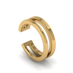 Manchette d'oreille fendue, Boucles d'oreilles hélicoïdales en or massif 14 carats, Boucles d'oreilles minimalistes en or, Or jaune, Or blanc, Boucles d'oreilles wrap en or rose