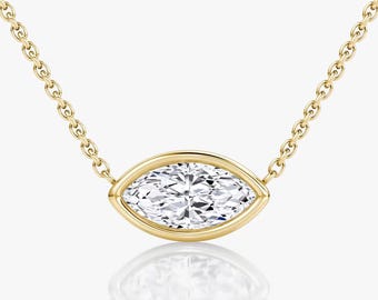 Marquise Lab Grown Diamond Bezel Pendant in 14K Yellow Gold, 14K Rose Gold, 14K White Gold