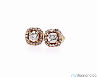 Studs Earrings 0.50ct 14k Gold Earrings with 32 Side Diamond and White Diamonds Wedding Gift Custom Jewelry