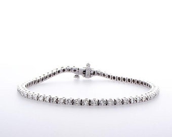 2 ct Diamond Tennis Bracelet and 18K Solid Gold, White Gold, Yellow Gold, Delicate Women's Tennis Real Diamonds Bracelet