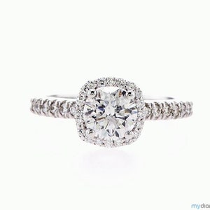 Engagement Diamond Ring Cushion Cut Halo Ring 1.50 CT 14K White or Yellow Gold Ring Good Cut Diamond Wedding Ring Engagement Rings for Her