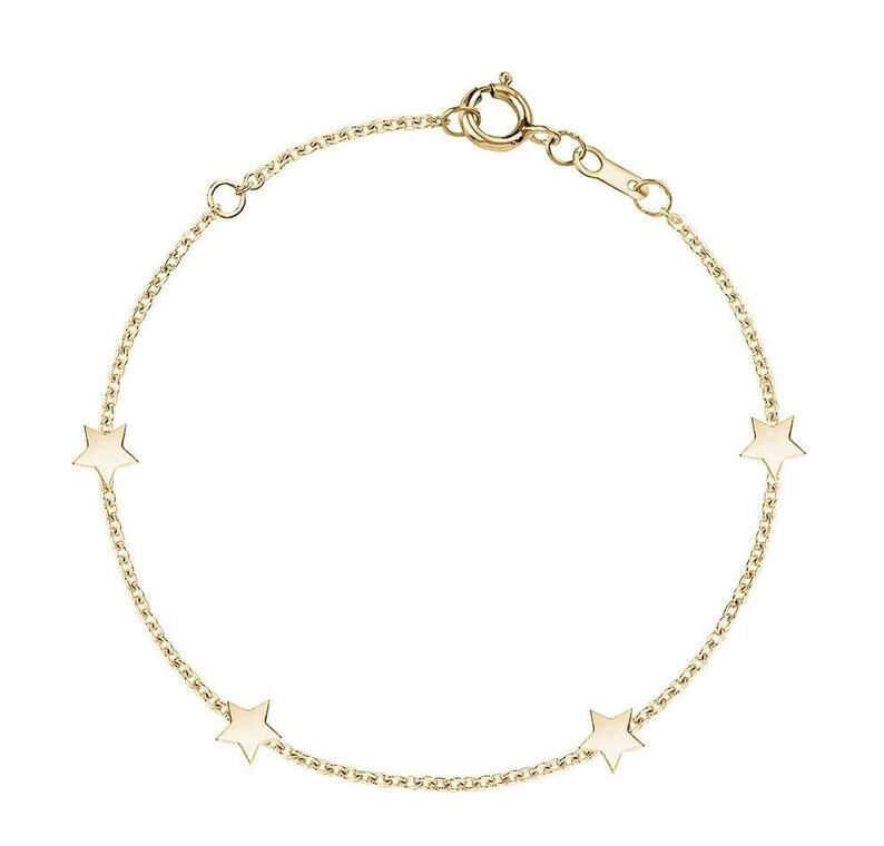 Everyday Women Charm Gold Chain Trendy Bracelet Dainty 14K Solid Gold Jewelry Minimalist Star Bracelet Birthday Girl Stars