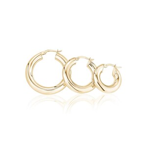10K Gold Hoops Earrings, Minimalist Simple Earrings, Classic Hoops, Trendy Jewelry, Modern Everyday Earrings, Y2K