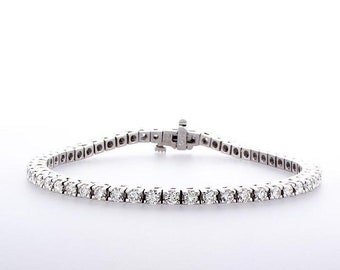 Luxury 3.5 ct Big Diamond Tennis Bracelet, Dainty Jewelry Fine Bracelet, Women Delicate 18K Solid Gold Beaded Bracelet with Real Diamonds