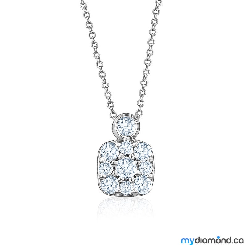 Square Diamond Pendant Necklace 14K Gold Charm 0.50ct Diamonds - Etsy