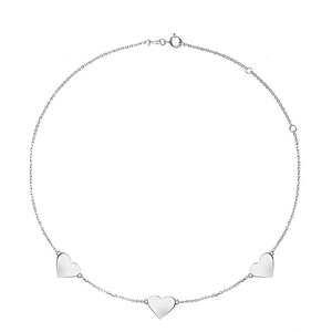 925 Sterling Silver 3 Heart Charm Pendant Necklace, Minimalist Dainty I Love You Gift for Girlfriends Teens Jewelry Gifts