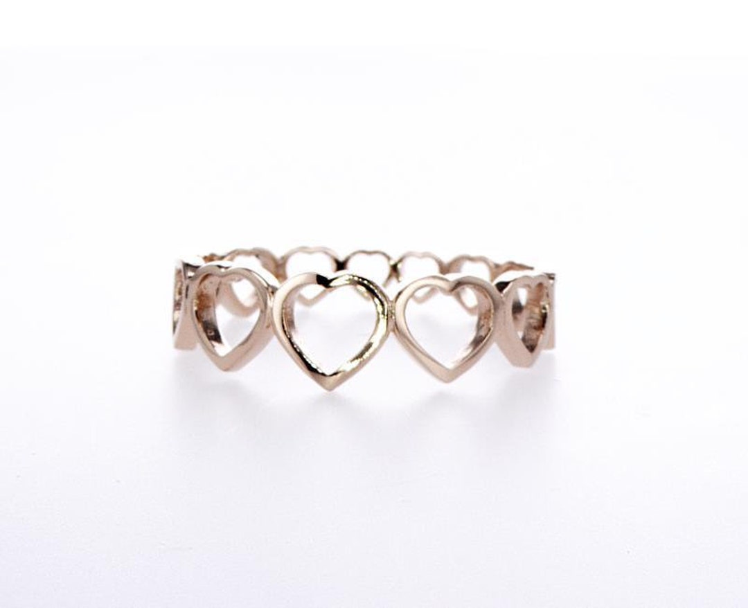 Gold Color Heart Shape Rings For Women Men Lover Couple Ring Set Friendship  Engagement Wedding Band