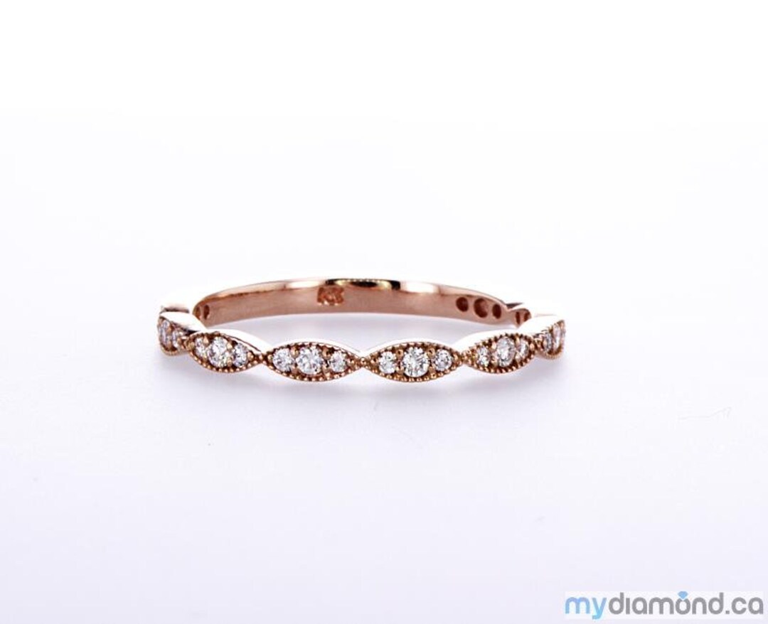 Stackable 14K Solid Gold Diamond Eternity Wedding Ring 0.20 Ct Natural ...