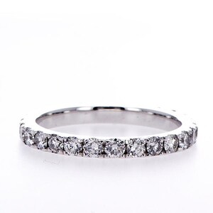 Real Natural Diamonds 14K Solid Gold Eternity Ring, 1.15 ct White Small Diamonds Promise Wedding Ring, Engagement Gold Delicate Jewelry