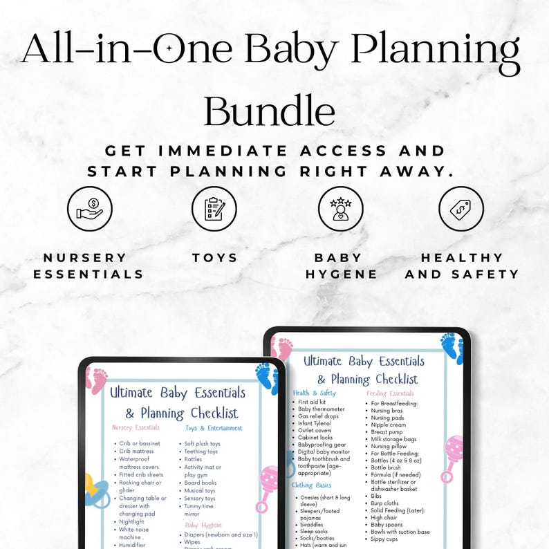Newborn Checklist Printable Baby Registry Guide Digital Parent Planner Pregnancy Preparation Download Nursery Essential List Infant Necessity Organizer Expectant Mother Gift Baby Shower Present Template Complete Planning Tool New Mom