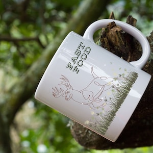 Fast Food Deer Hunting Large Coffee Mug: Funny Hunter Gift 11oz and 15oz