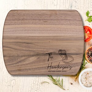 Personalized Walnut Cutting Board - Custom Engraved Charcuterie Board For Wedding, Anniversary Or Housewarming Gift