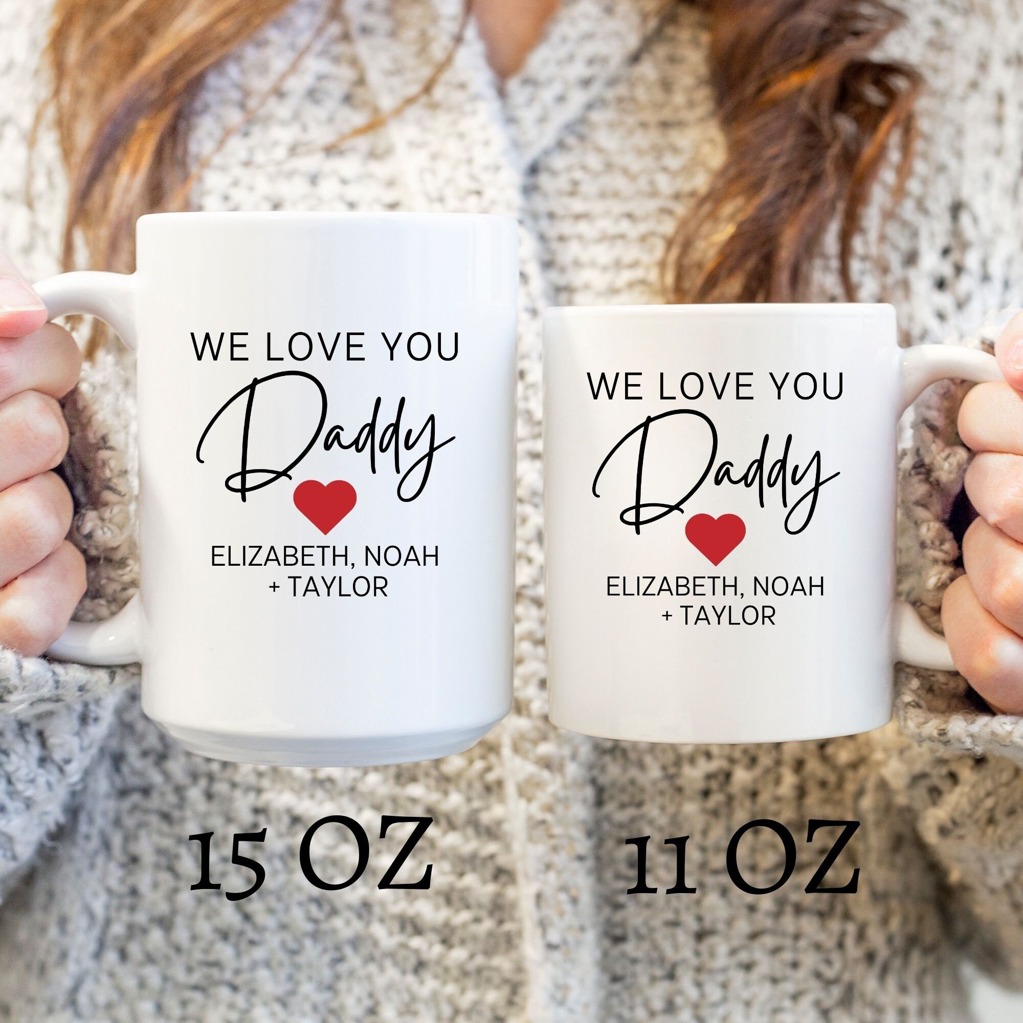 Discover We Love You Daddy Custom Mug - Personalized Father's Day Gift with Kids' Names, Custom Birthday Present - 11oz & 15oz Mug, Unique Mug