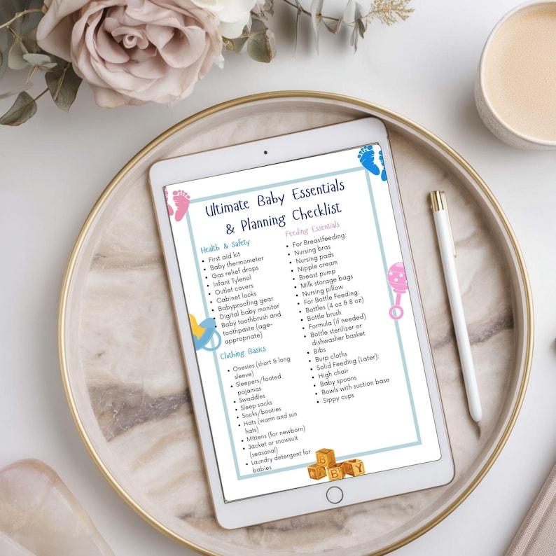 Pregnancy Preparation Download Newborn Checklist Printable Baby Registry Guide Digital Parent Planner Nursery Essential List Infant Necessity Organizer Complete Resource Expectant Mother Gift Baby Shower Present Template First Time Parent