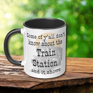 Perfect Fan Gift Yellowstone TV Show Mug Dutton Ranch Design Train Station Theme Western Style Coffee Cup Large Size Option Morning Brew Essential Ceramic Material Microwave Safe Dishwasher Friendly Collectible Memorabilia Item Show