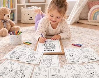 Alphabet Coloring Pages with A to Z Animals, Quiet Time and Road Trip Activity