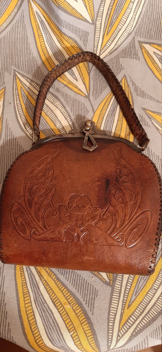 Hand Tooled Leather Small Handbag 1920,