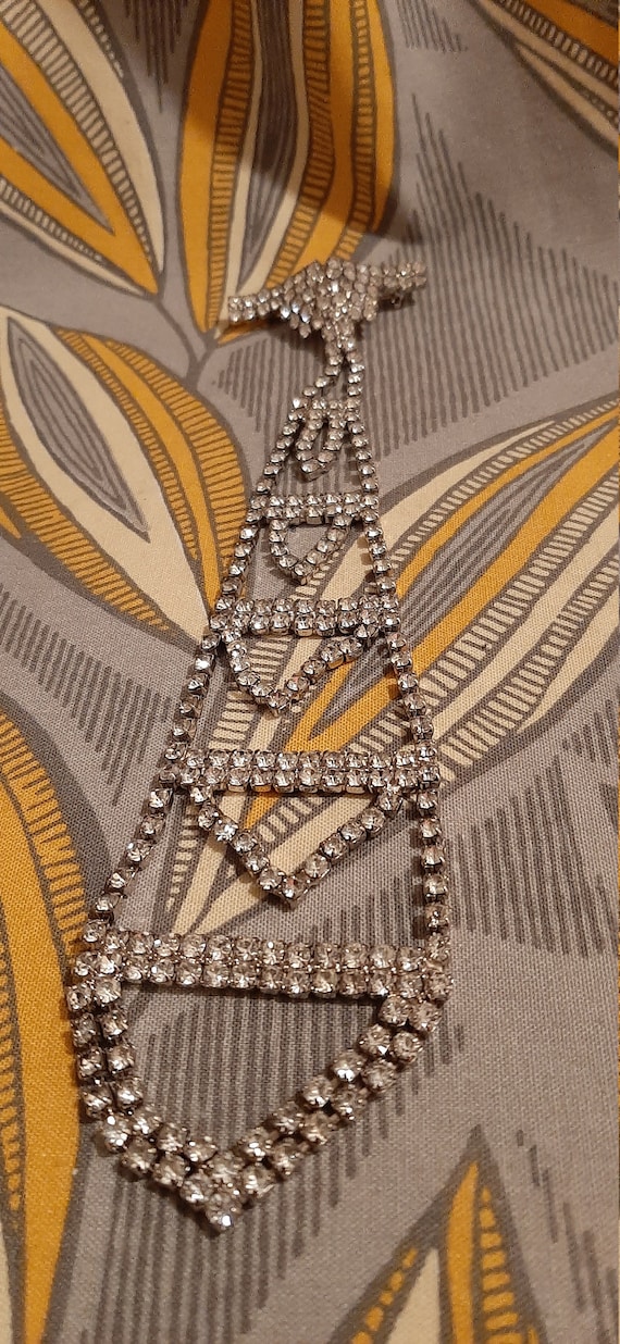 Hobe Rhinestone Necktie Pin, Silvertone Rhinestone