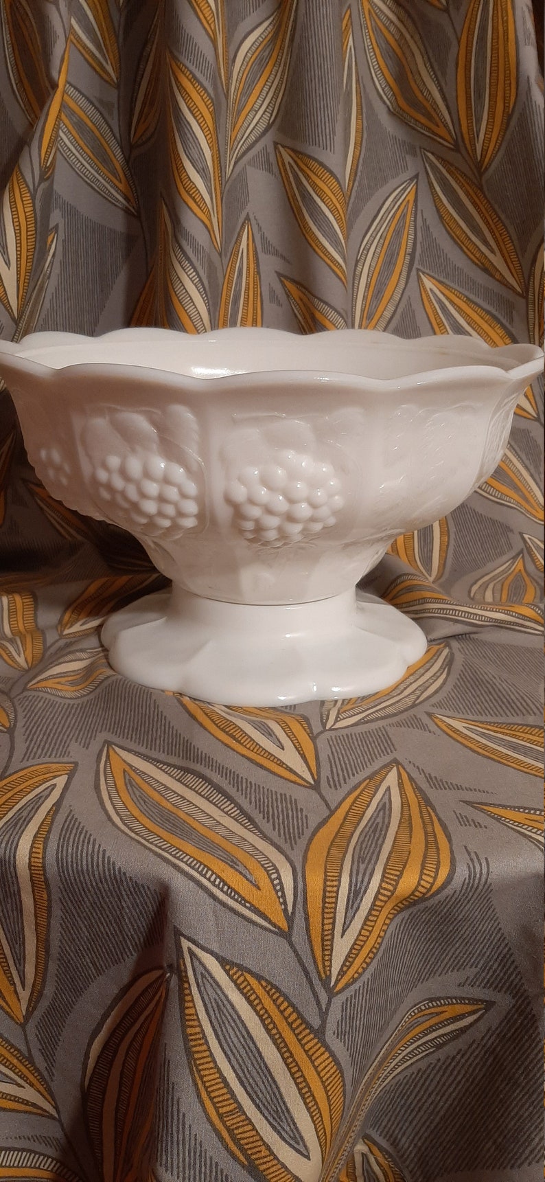 1950 Milk Glass Milk Glass Punch Bowl Grape Panel Glass Etsy