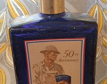 Blue Beverage, Liquor Bottle, 1970 Anniversary Bottle