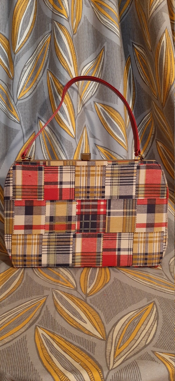 1970 Plaid Handbag, Multi Color Handbag,